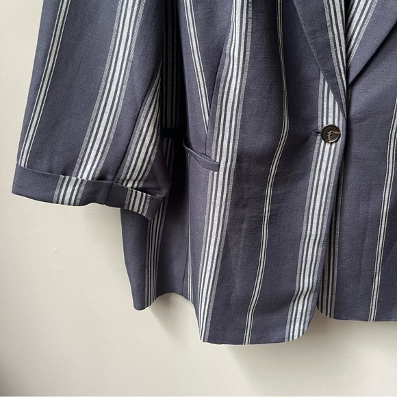 Lane Bryant Bryant Blazer Women's Size 22 New NWT Slate Blue Striped Linen Blend - Picture 8 of 11
